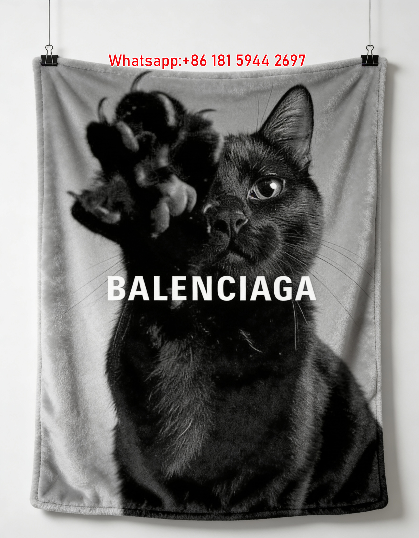 BALENCIAGA Cute Cat Flannel Sofa Throw Blanket for Wall Decor BA053